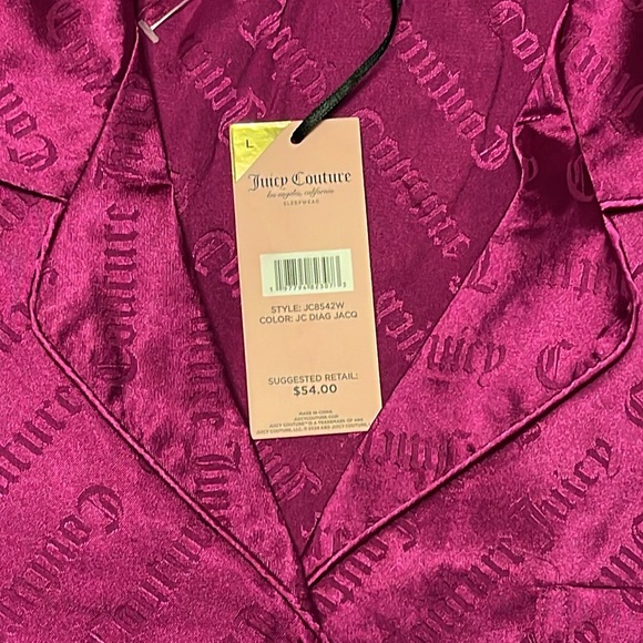 NWT Juicy Couture Sleep set Short sleeve button up wMatching shorts silky-feel - Picture 6 of 6